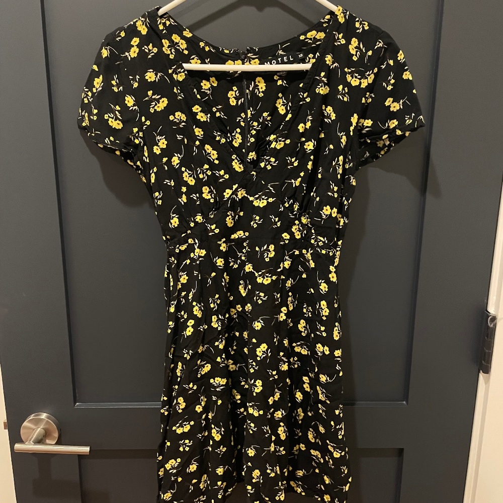 Adorable black and yellow floral mini dress